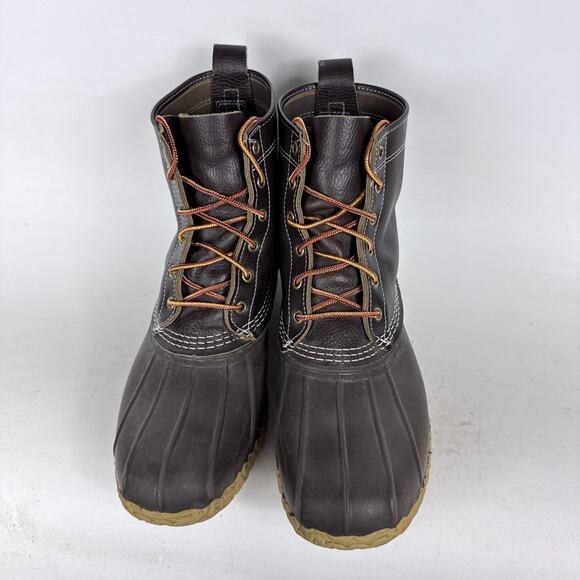 Vintage L.L.Bean Duck Boots men's 11 Brown Leather Waterproof Lace-Up Outdoor - Picture 4 of 11
